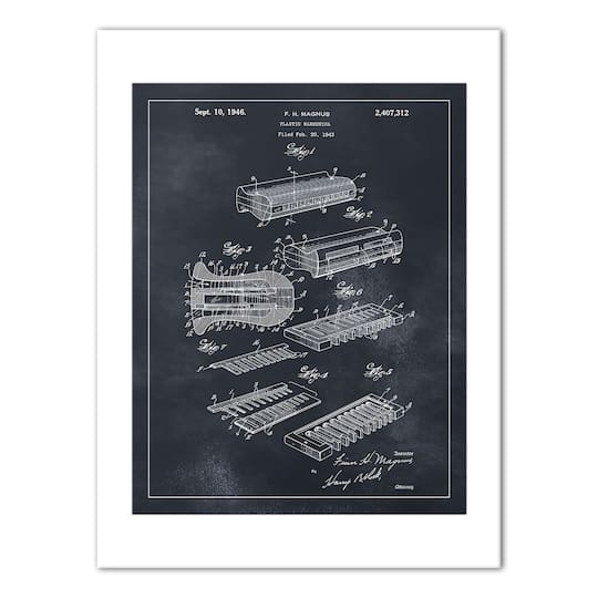 Plastic Harmonica Patent 12" x 16" Canvas Wall Art